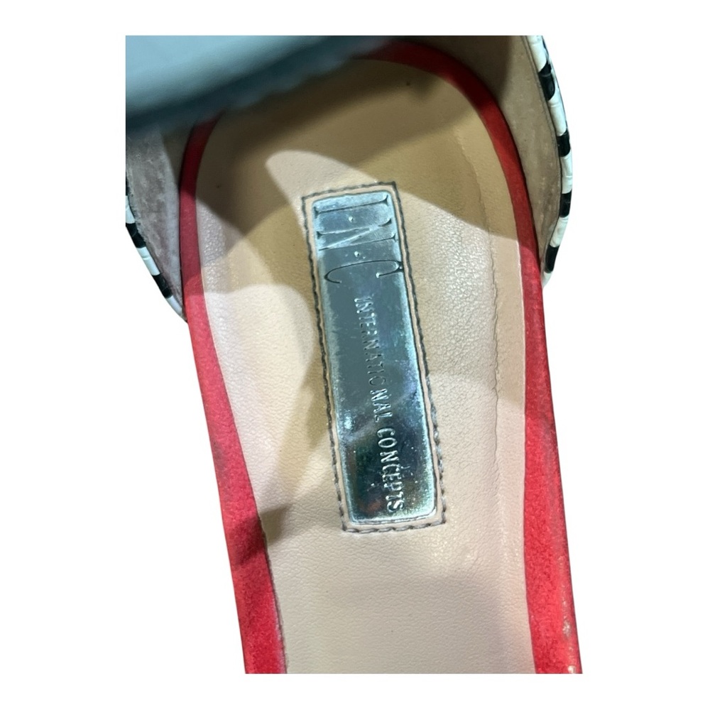 INC International Concept Striped Black/Red/White Heeled Sandals - Picture 6 of 7